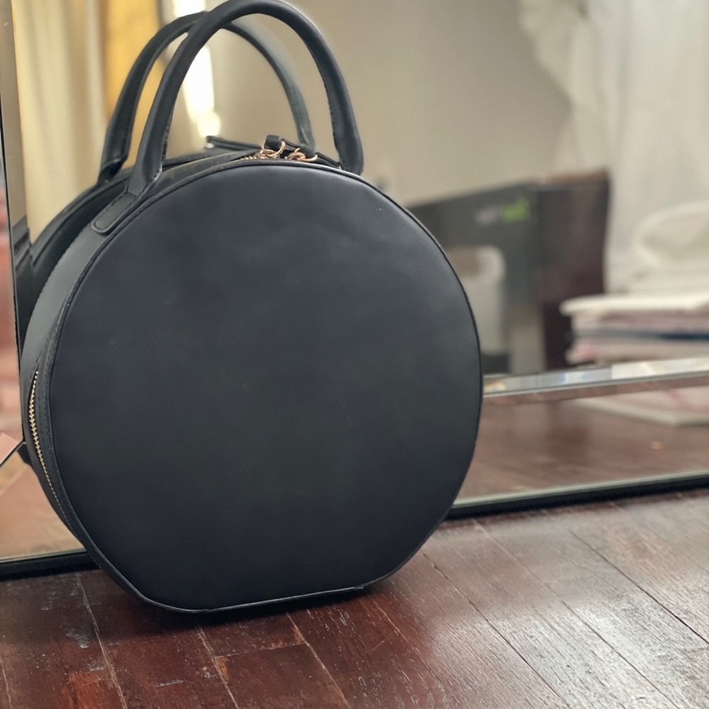 Faux Leather Round Handbag